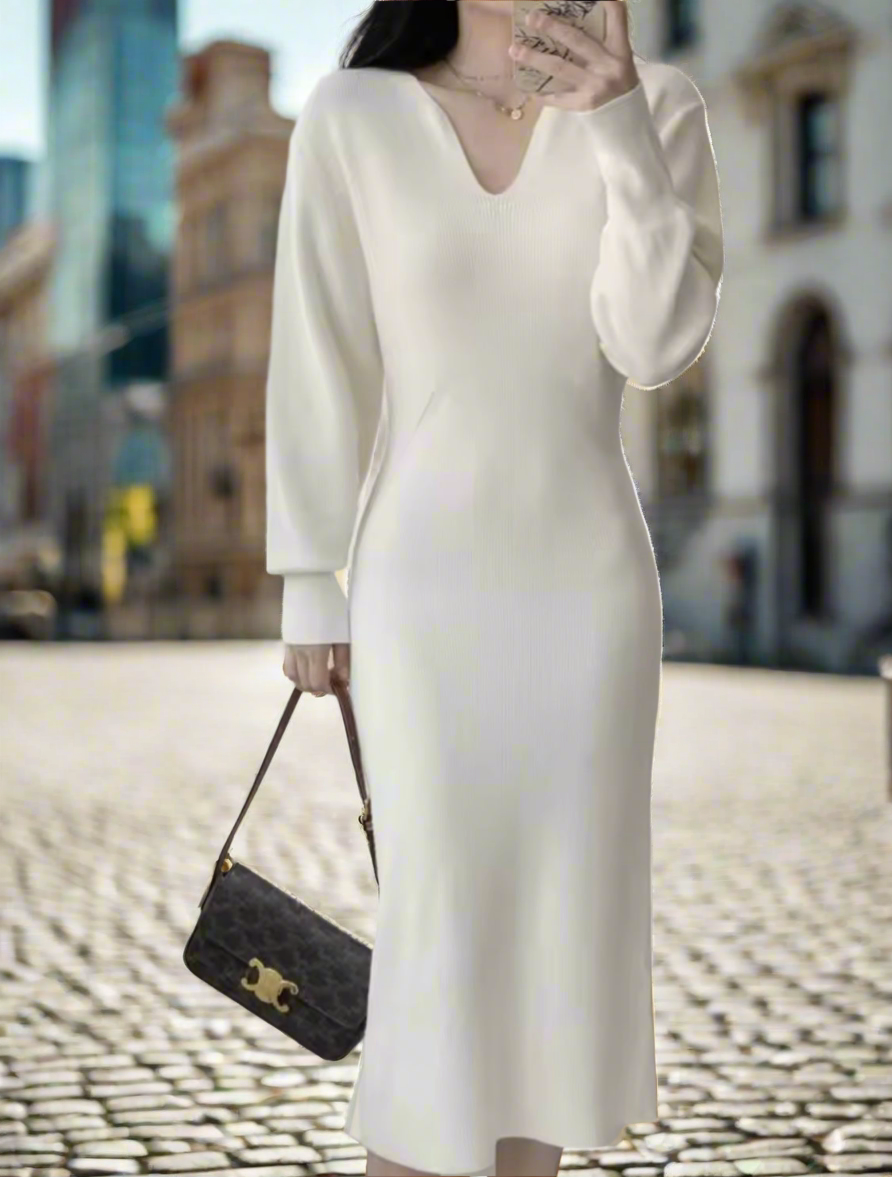 Vintage  High-Waist  Knit Dress