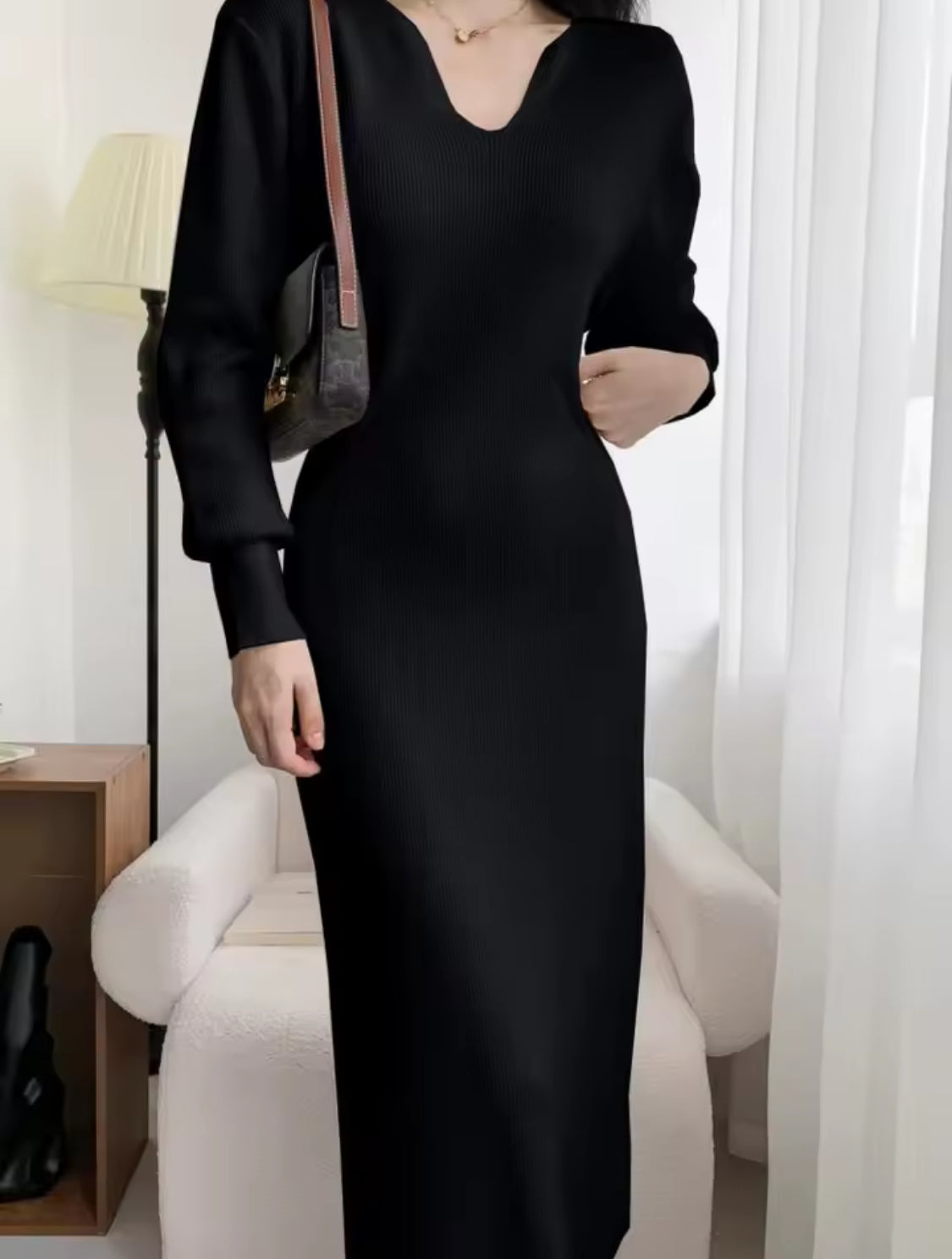 Vintage  High-Waist  Knit Dress