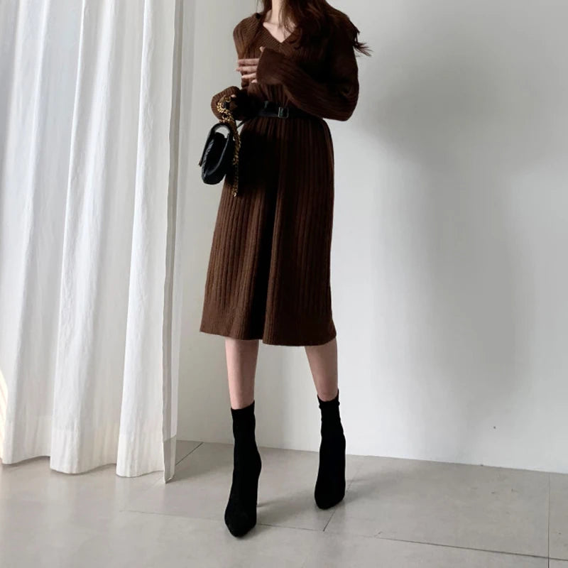 V-neck  Cosy Women Dress