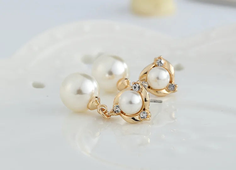 Elegant Rhinestone Pearl  Earrings