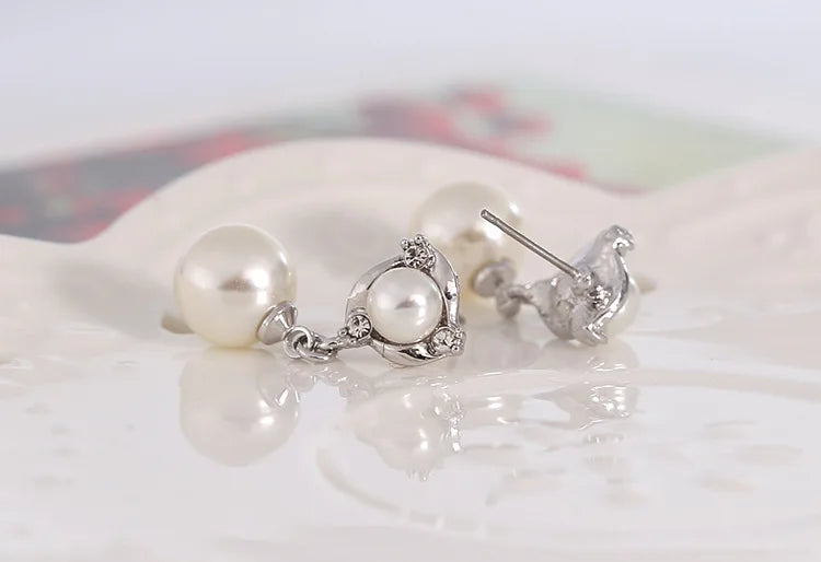 Elegant Rhinestone Pearl  Earrings