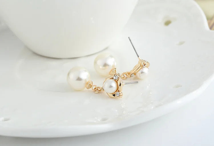 Elegant Rhinestone Pearl  Earrings