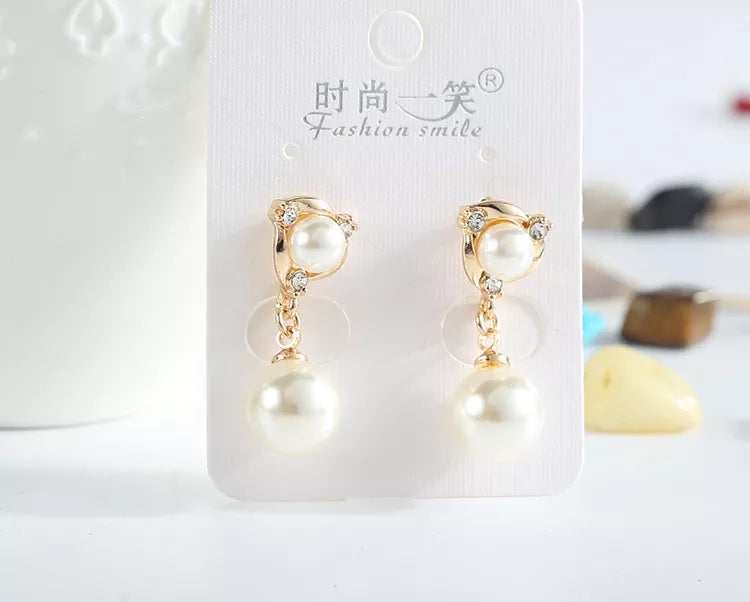 Elegant Rhinestone Pearl  Earrings