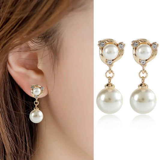 Elegant Rhinestone Pearl  Earrings