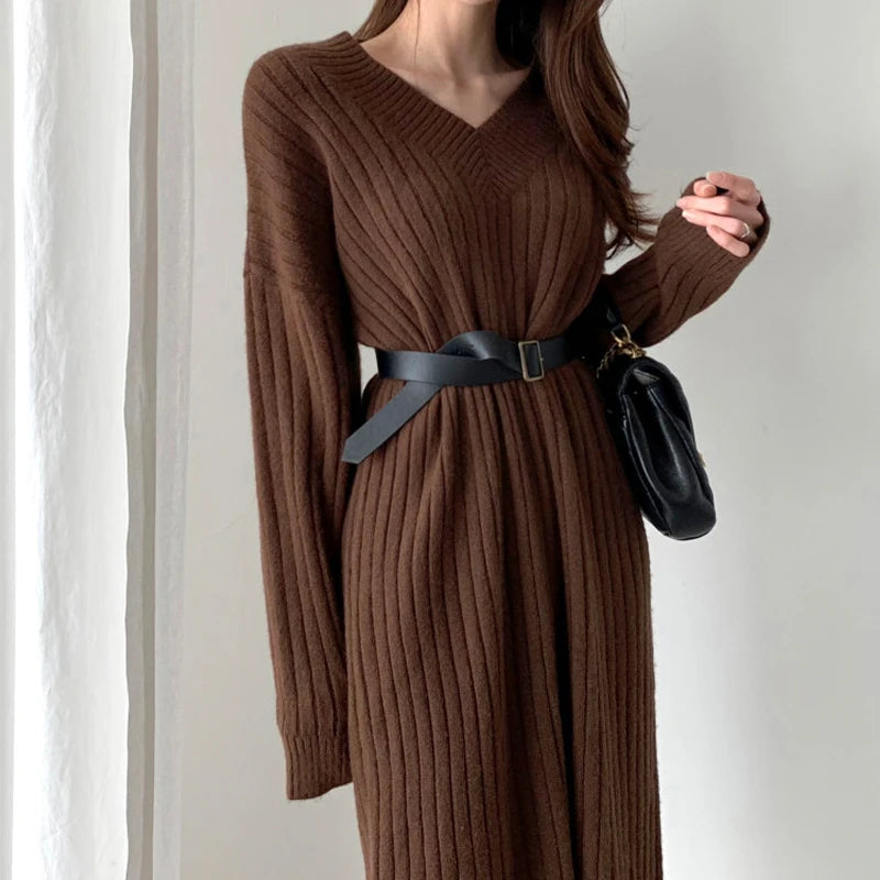 V-neck  Cosy Women Dress