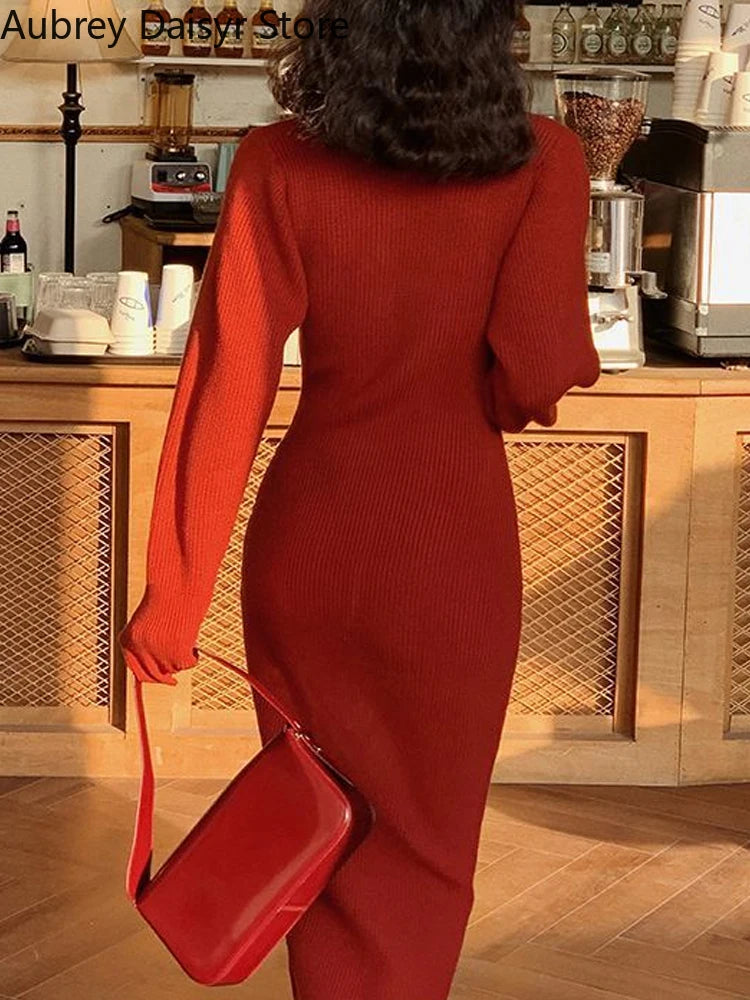 Vintage  High-Waist  Knit Dress