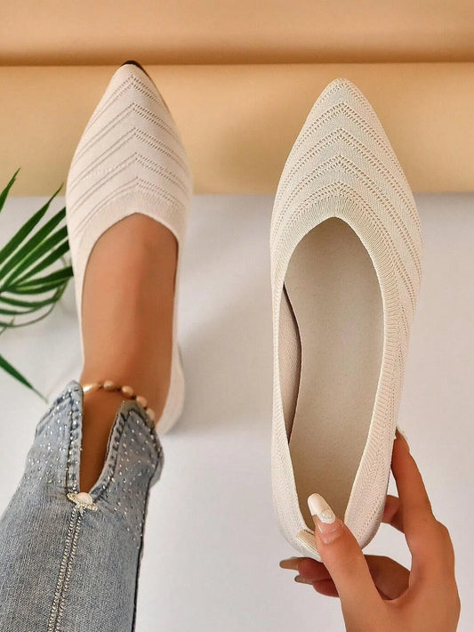 Pointed Toe  Knitted Breathable Ballet Flats