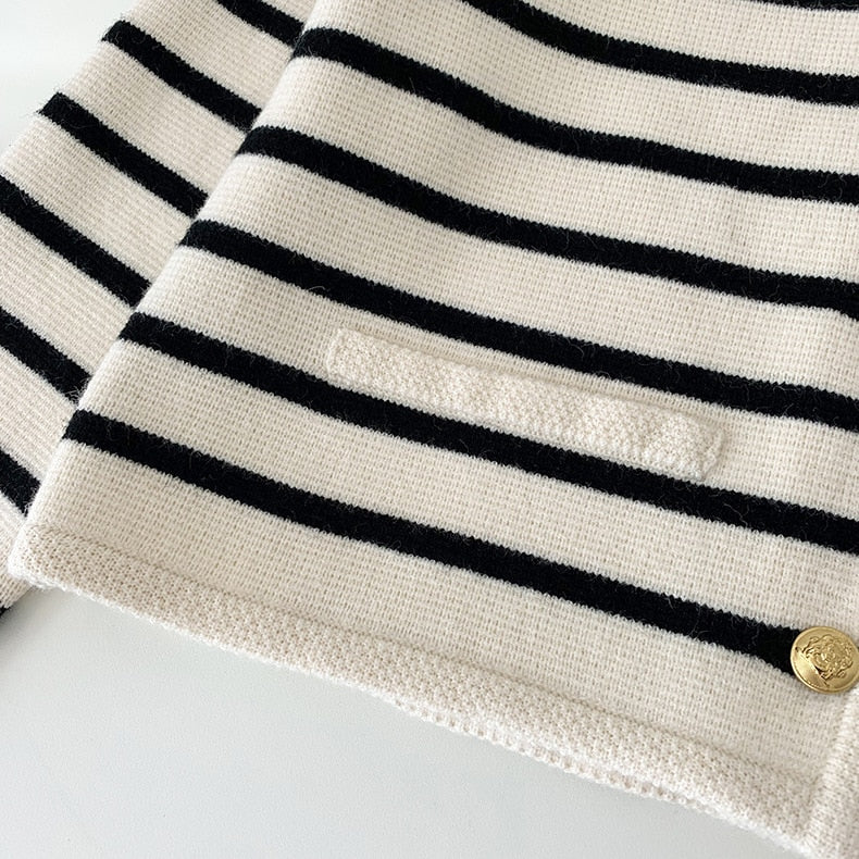 Women Striped Knitted Cardigan