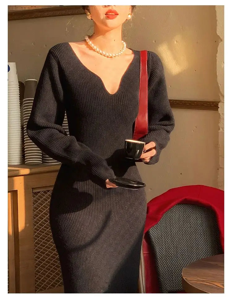 Vintage  High-Waist  Knit Dress