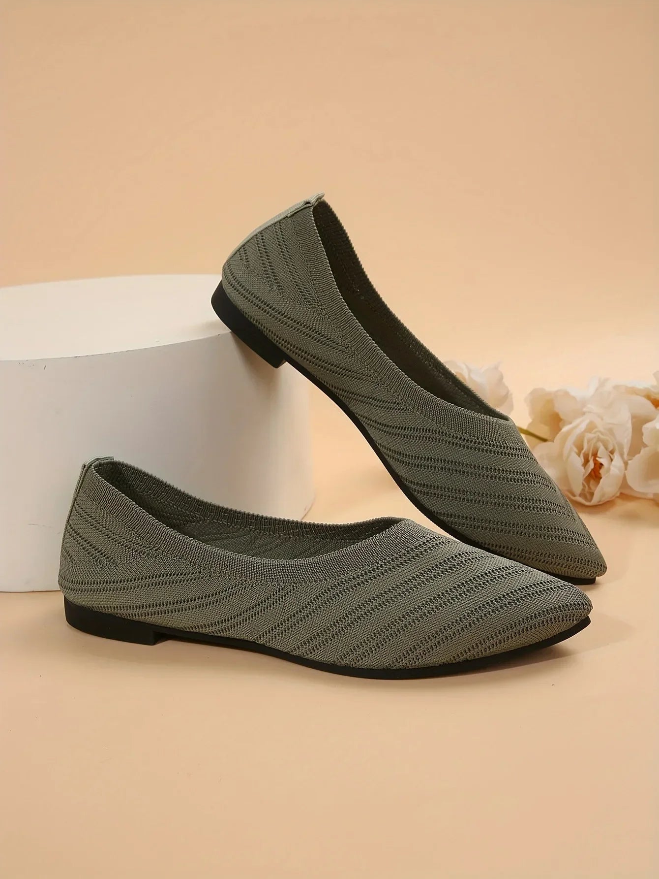 Pointed Toe  Knitted Breathable Ballet Flats